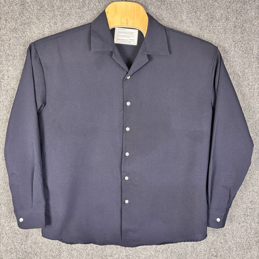 DS COMPANY Mens L/XL Navy Camp Collar Shirt Made in Korea Polyester